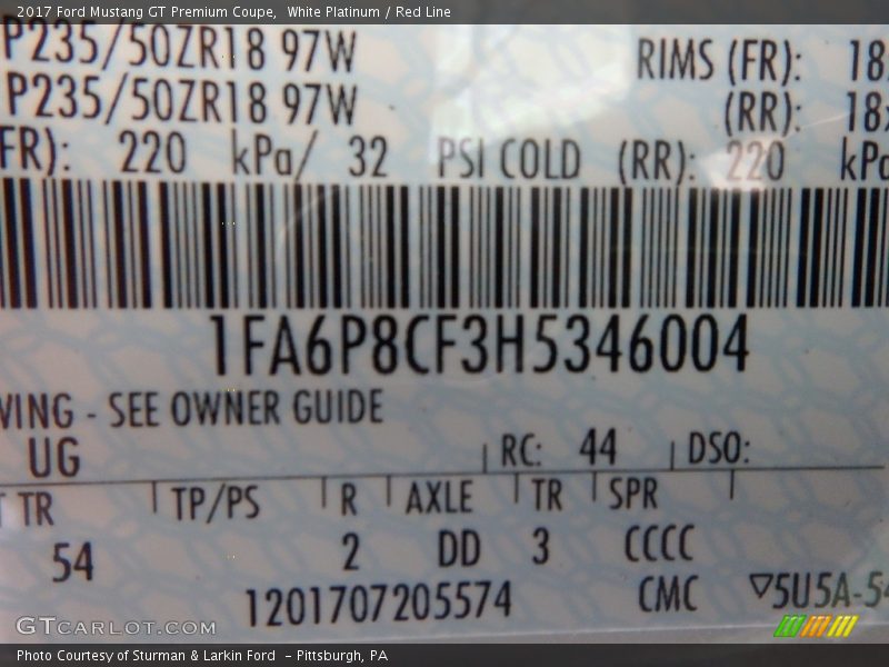 White Platinum / Red Line 2017 Ford Mustang GT Premium Coupe
