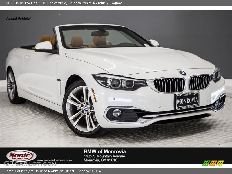 Mineral White Metallic / Cognac 2018 BMW 4 Series 430i Convertible