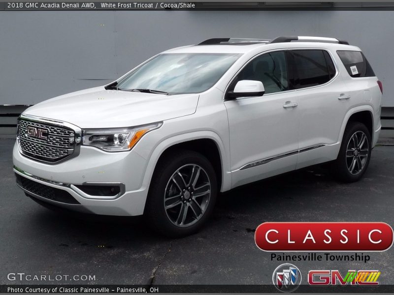 White Frost Tricoat / Cocoa/Shale 2018 GMC Acadia Denali AWD