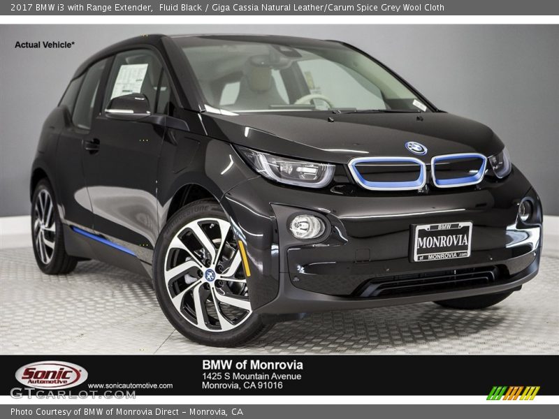 Fluid Black / Giga Cassia Natural Leather/Carum Spice Grey Wool Cloth 2017 BMW i3 with Range Extender