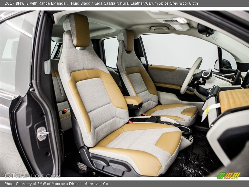 Fluid Black / Giga Cassia Natural Leather/Carum Spice Grey Wool Cloth 2017 BMW i3 with Range Extender