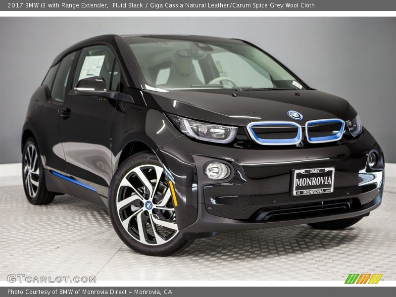 Fluid Black / Giga Cassia Natural Leather/Carum Spice Grey Wool Cloth 2017 BMW i3 with Range Extender
