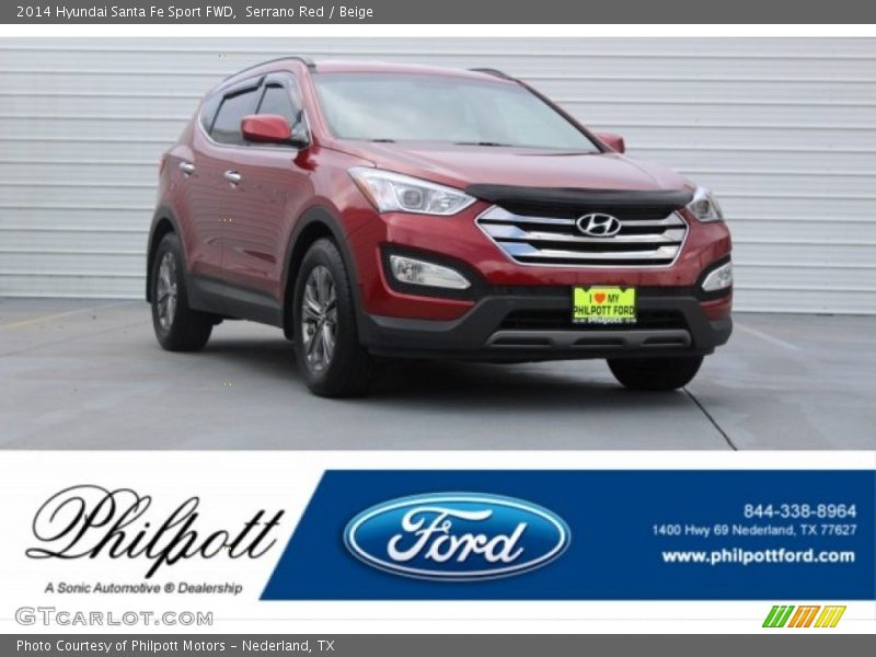 Serrano Red / Beige 2014 Hyundai Santa Fe Sport FWD