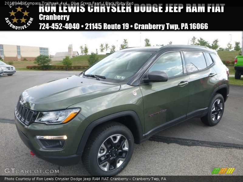 Olive Green Pearl / Black/Ruby Red 2018 Jeep Compass Trailhawk 4x4
