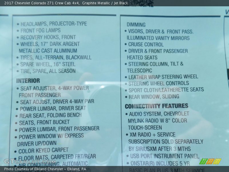 Graphite Metallic / Jet Black 2017 Chevrolet Colorado Z71 Crew Cab 4x4