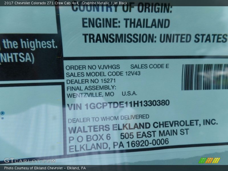 Graphite Metallic / Jet Black 2017 Chevrolet Colorado Z71 Crew Cab 4x4
