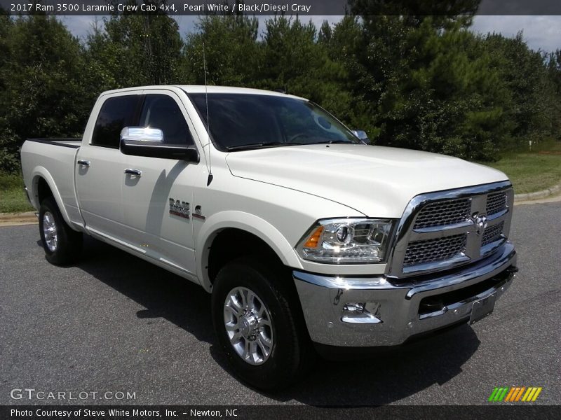 Pearl White / Black/Diesel Gray 2017 Ram 3500 Laramie Crew Cab 4x4