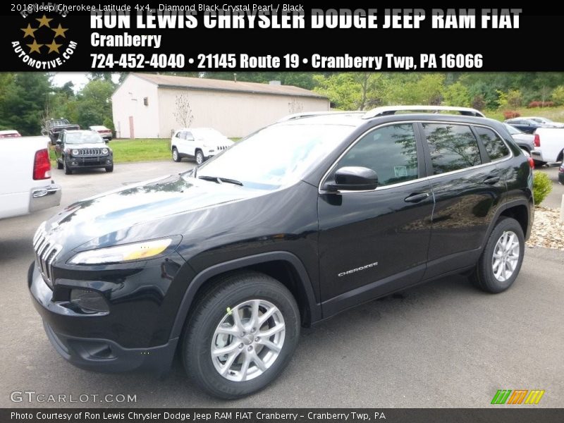 Diamond Black Crystal Pearl / Black 2018 Jeep Cherokee Latitude 4x4