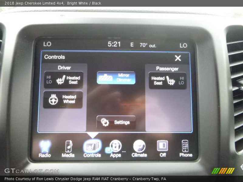 Controls of 2018 Cherokee Limited 4x4