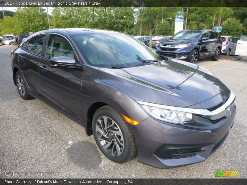 Sonic Gray Pearl / Gray 2017 Honda Civic EX Sedan