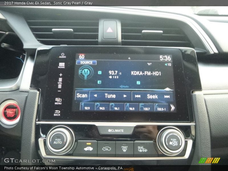 Sonic Gray Pearl / Gray 2017 Honda Civic EX Sedan