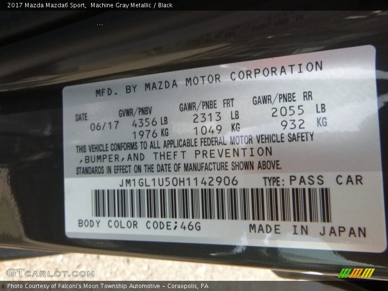 Machine Gray Metallic / Black 2017 Mazda Mazda6 Sport