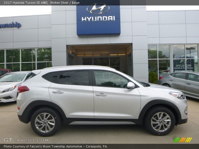 Molten Silver / Beige 2017 Hyundai Tucson SE AWD