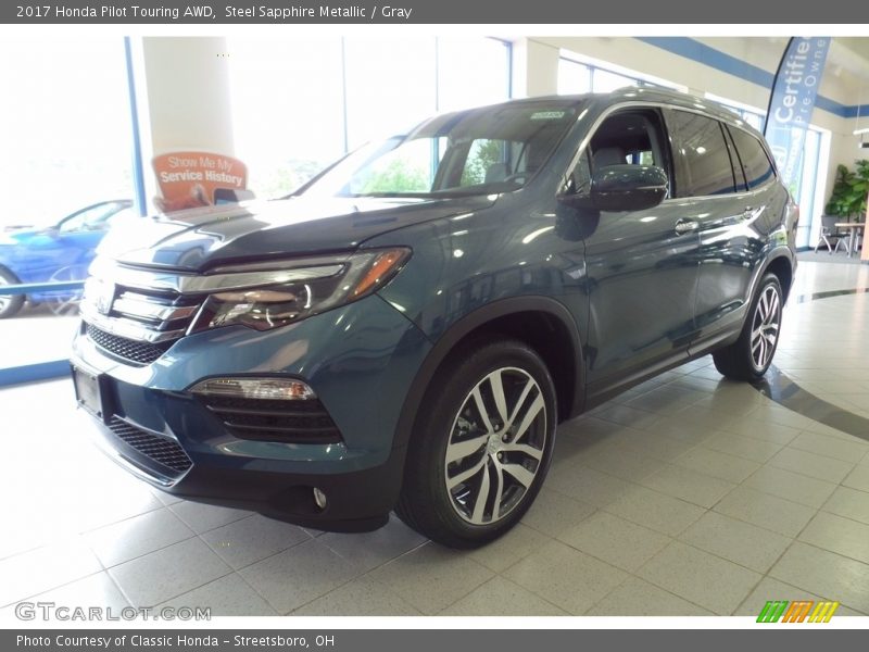 Steel Sapphire Metallic / Gray 2017 Honda Pilot Touring AWD