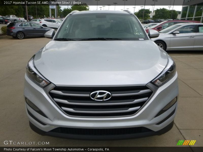 Molten Silver / Beige 2017 Hyundai Tucson SE AWD