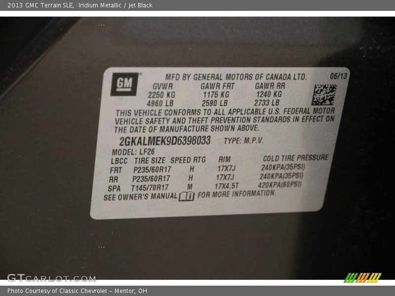 Iridium Metallic / Jet Black 2013 GMC Terrain SLE
