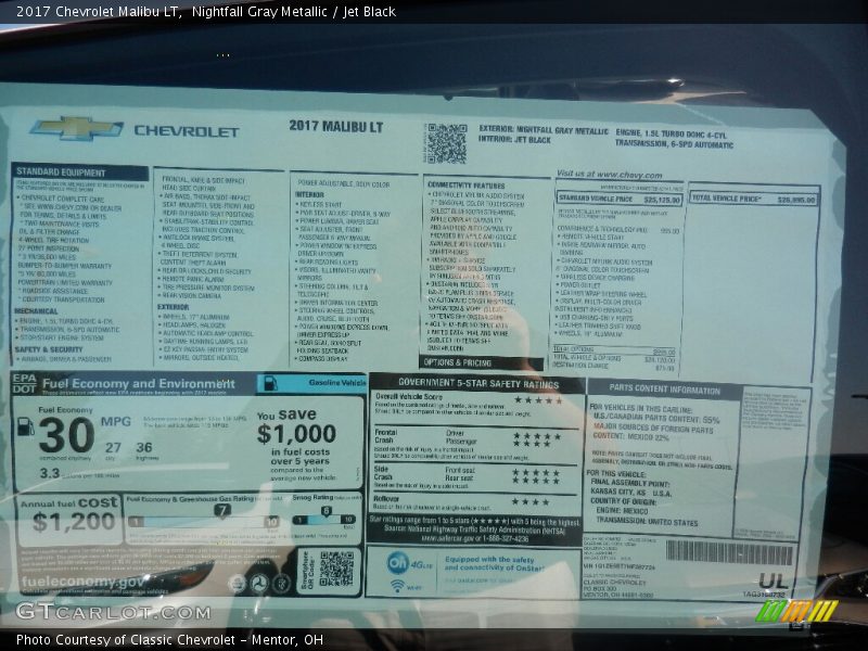 Nightfall Gray Metallic / Jet Black 2017 Chevrolet Malibu LT