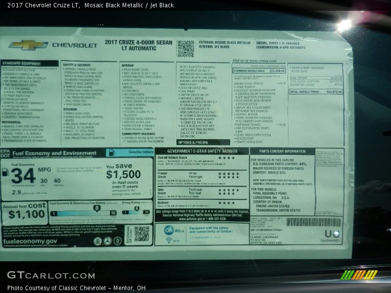 Mosaic Black Metallic / Jet Black 2017 Chevrolet Cruze LT
