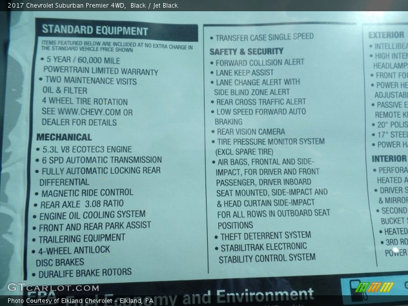 Black / Jet Black 2017 Chevrolet Suburban Premier 4WD