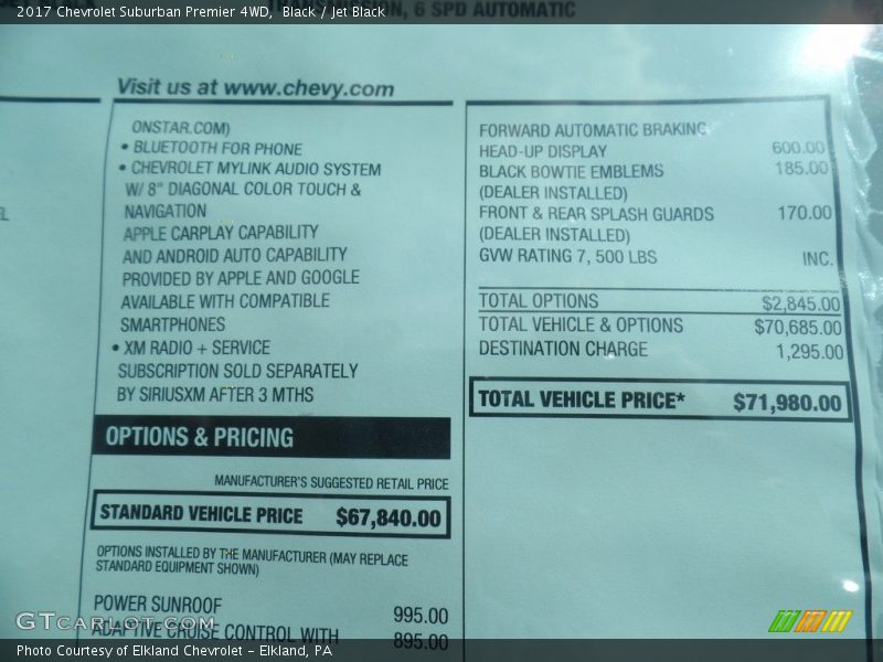 Black / Jet Black 2017 Chevrolet Suburban Premier 4WD
