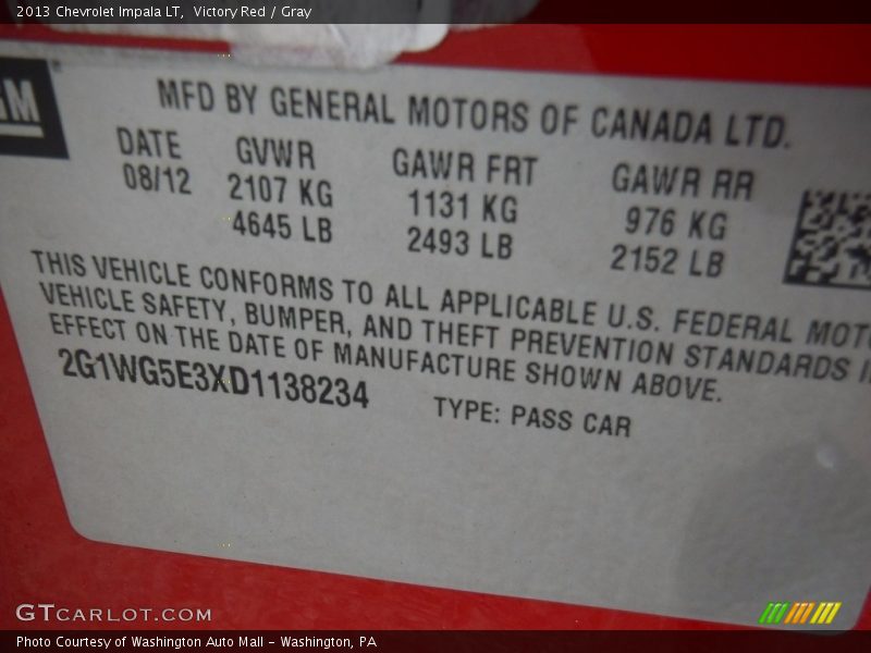 Victory Red / Gray 2013 Chevrolet Impala LT