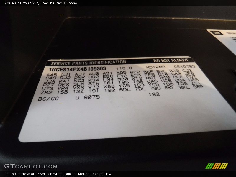 Redline Red / Ebony 2004 Chevrolet SSR