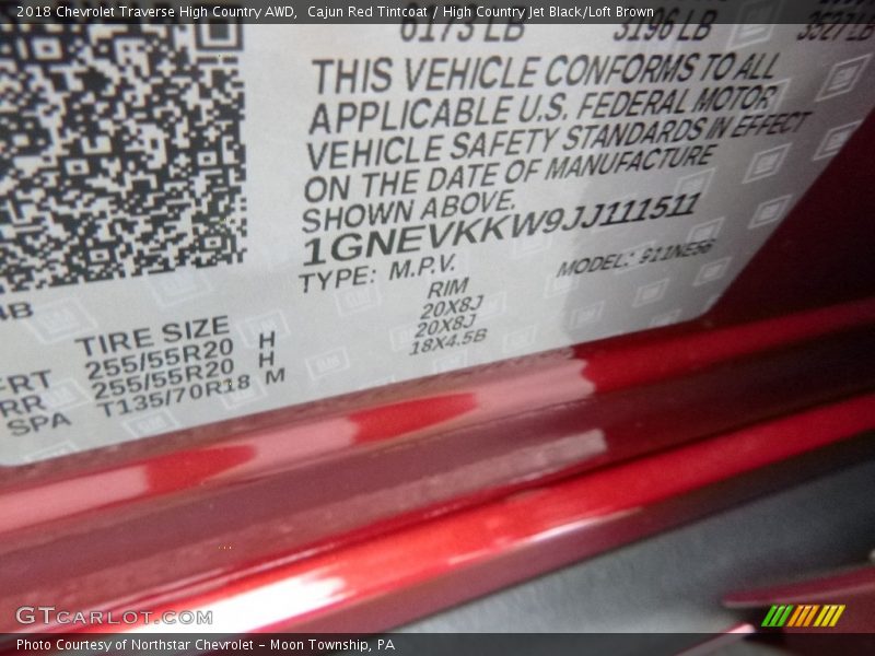 Cajun Red Tintcoat / High Country Jet Black/Loft Brown 2018 Chevrolet Traverse High Country AWD