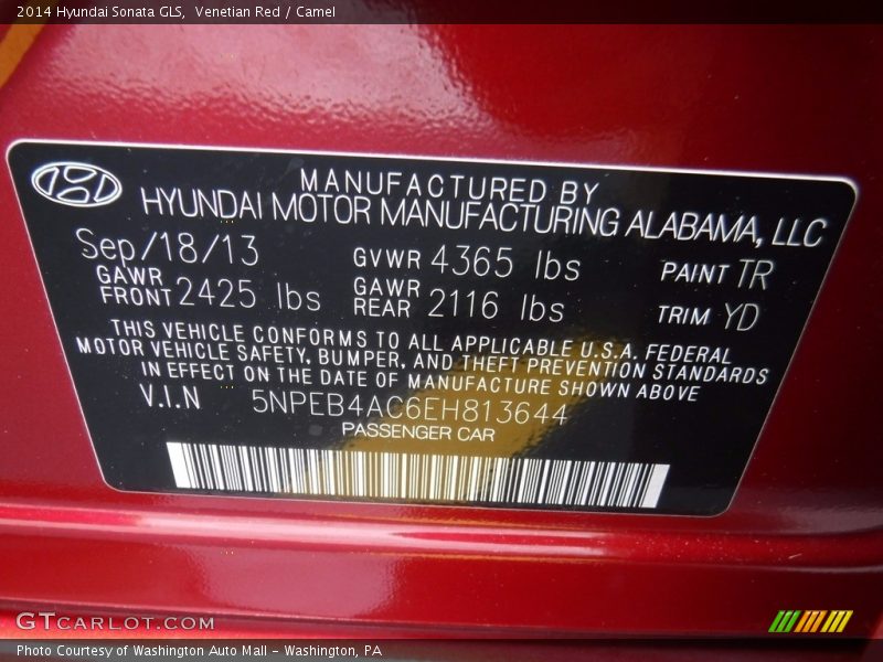 Venetian Red / Camel 2014 Hyundai Sonata GLS
