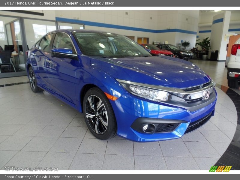 Aegean Blue Metallic / Black 2017 Honda Civic Touring Sedan