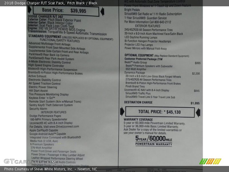 Pitch Black / Black 2018 Dodge Charger R/T Scat Pack