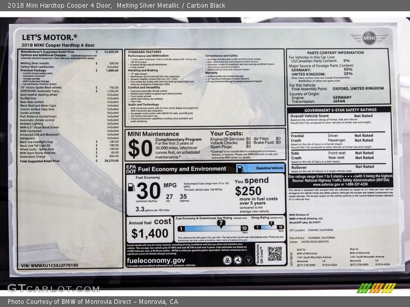 Melting Silver Metallic / Carbon Black 2018 Mini Hardtop Cooper 4 Door