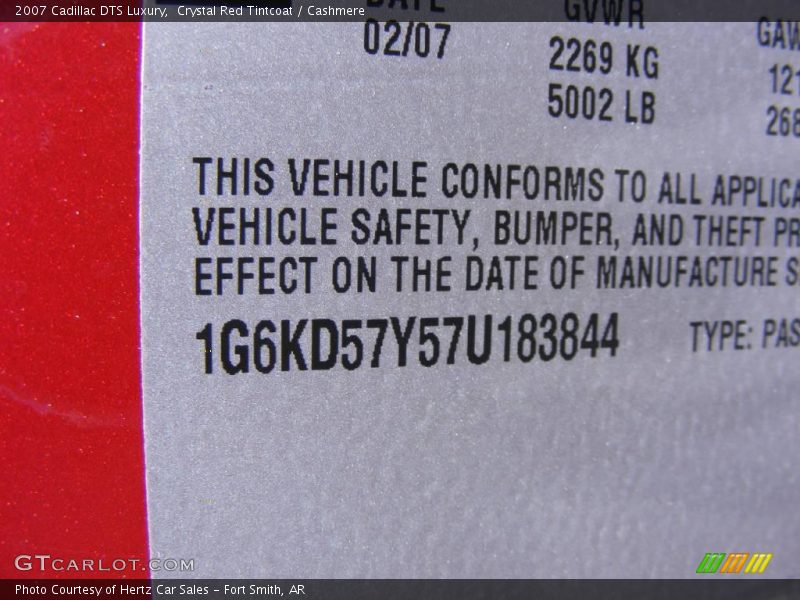 Crystal Red Tintcoat / Cashmere 2007 Cadillac DTS Luxury