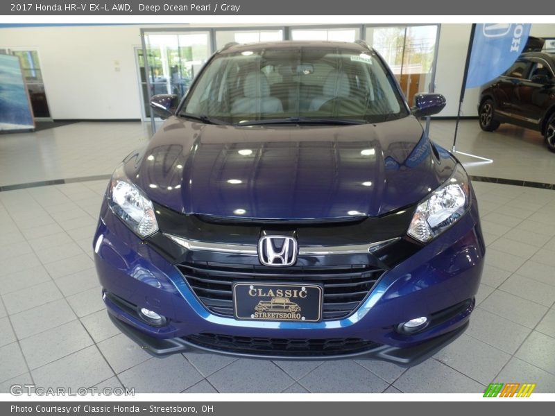 Deep Ocean Pearl / Gray 2017 Honda HR-V EX-L AWD