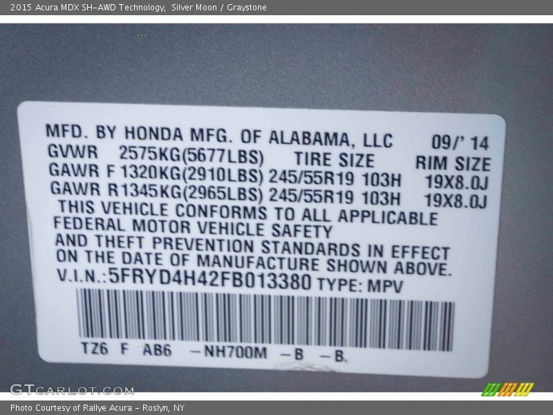 Silver Moon / Graystone 2015 Acura MDX SH-AWD Technology