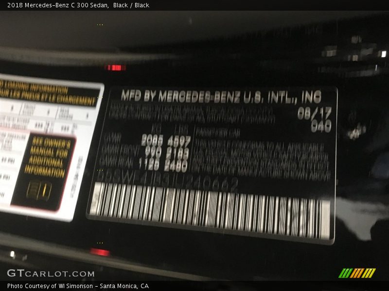 Black / Black 2018 Mercedes-Benz C 300 Sedan
