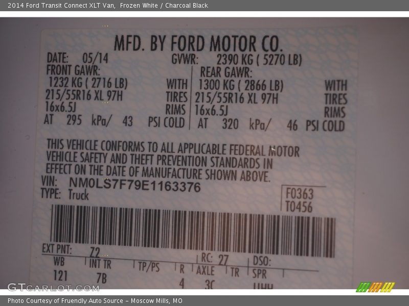 Frozen White / Charcoal Black 2014 Ford Transit Connect XLT Van