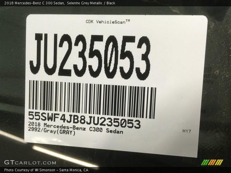 Selenite Grey Metallic / Black 2018 Mercedes-Benz C 300 Sedan