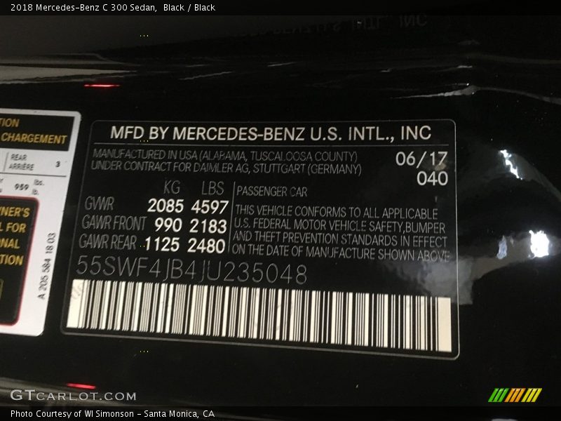 Black / Black 2018 Mercedes-Benz C 300 Sedan