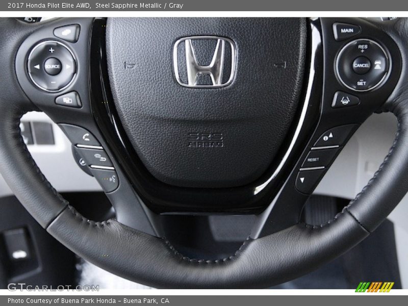 Steel Sapphire Metallic / Gray 2017 Honda Pilot Elite AWD