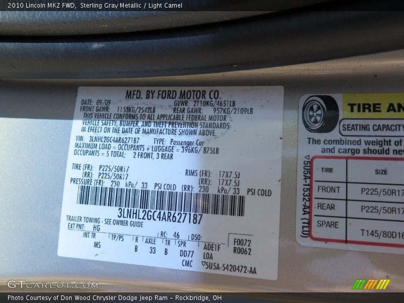 Sterling Gray Metallic / Light Camel 2010 Lincoln MKZ FWD