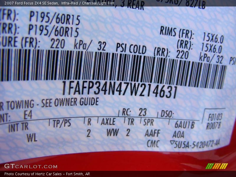 Infra-Red / Charcoal/Light Flint 2007 Ford Focus ZX4 SE Sedan