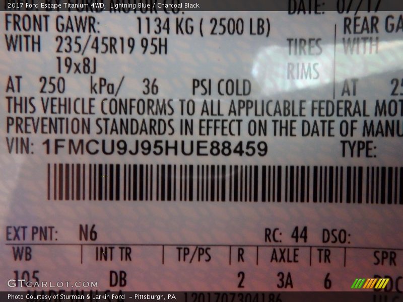 Lightning Blue / Charcoal Black 2017 Ford Escape Titanium 4WD