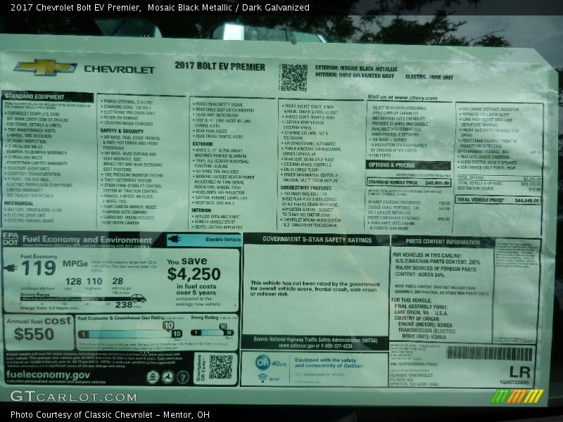  2017 Bolt EV Premier Window Sticker