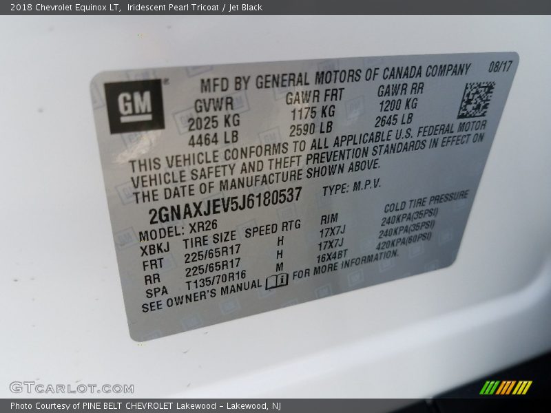 Iridescent Pearl Tricoat / Jet Black 2018 Chevrolet Equinox LT