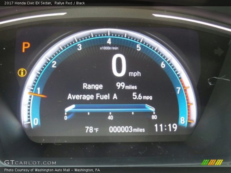 Rallye Red / Black 2017 Honda Civic EX Sedan