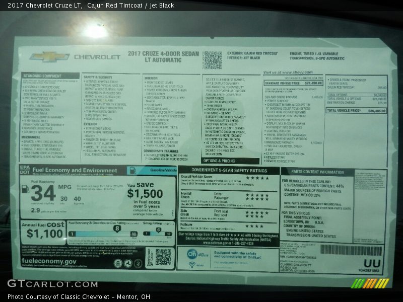 Cajun Red Tintcoat / Jet Black 2017 Chevrolet Cruze LT