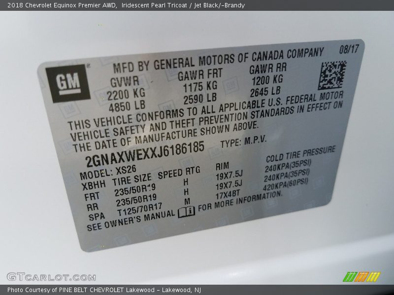 Iridescent Pearl Tricoat / Jet Black/­Brandy 2018 Chevrolet Equinox Premier AWD