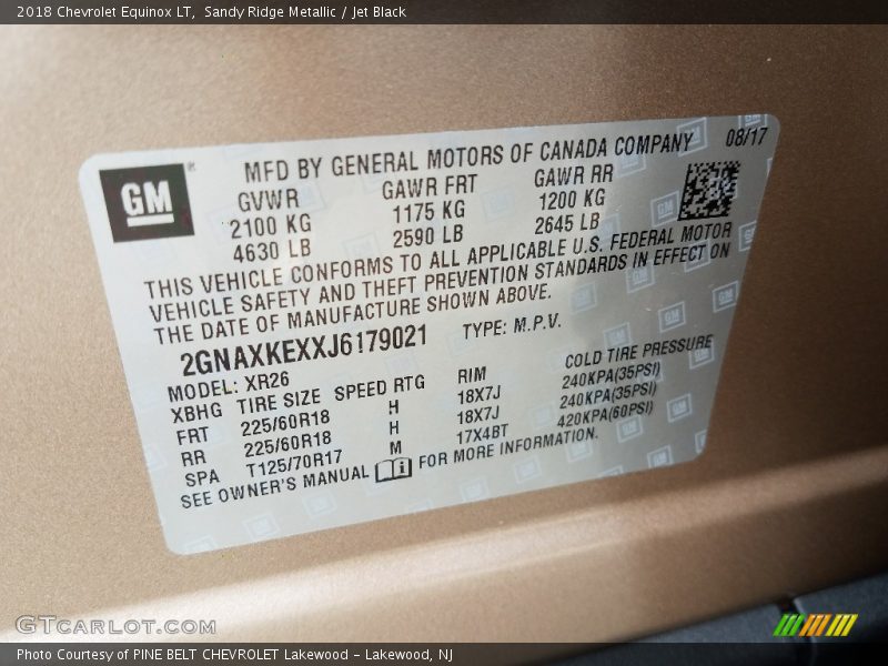 Sandy Ridge Metallic / Jet Black 2018 Chevrolet Equinox LT