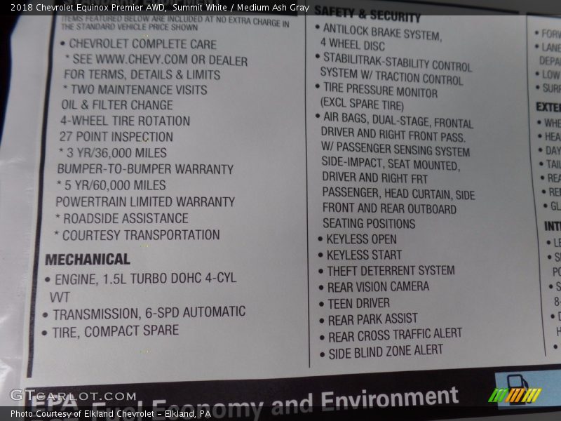 Summit White / Medium Ash Gray 2018 Chevrolet Equinox Premier AWD