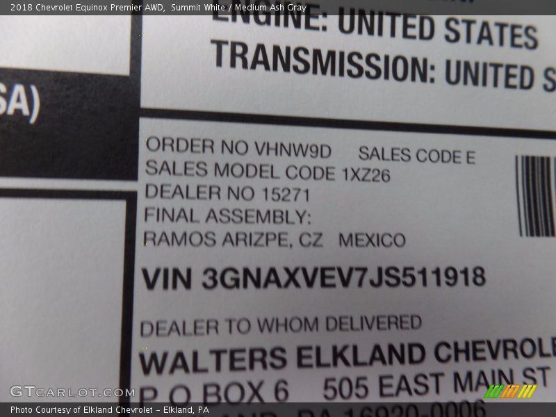 Summit White / Medium Ash Gray 2018 Chevrolet Equinox Premier AWD